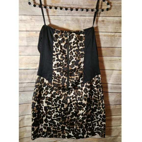 Metropark MP Black Bodycon Strapless leopard Dress - Picture 3 of 6